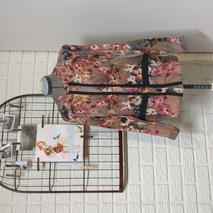 Tolani Collection floral blouse button up tunic XS